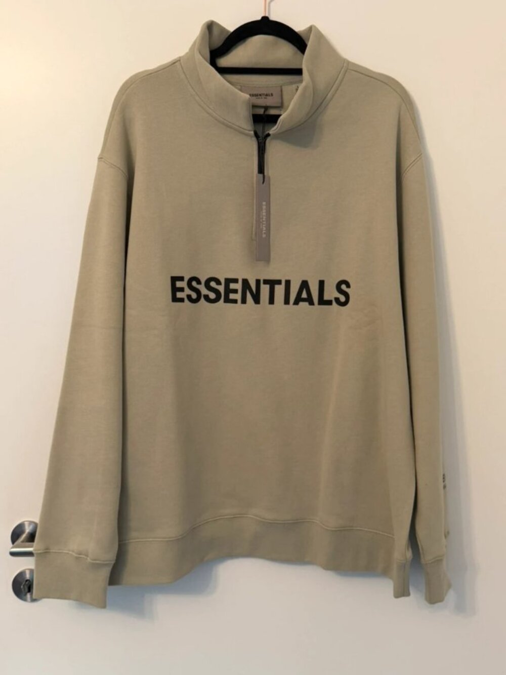 Fear of God Essentials Half Zip Pullover Sweatshirt Khaki Size L